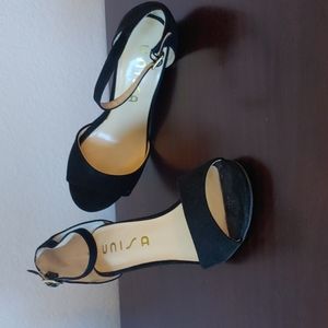 Unisa Black Suede Wedge